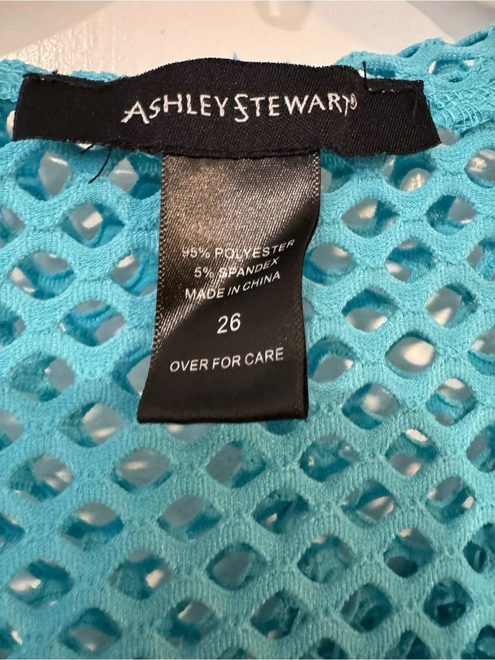 Ashley Stewart Size 26 Turquoise Mesh Hooded Swim Cover Up Tunic Plus Size